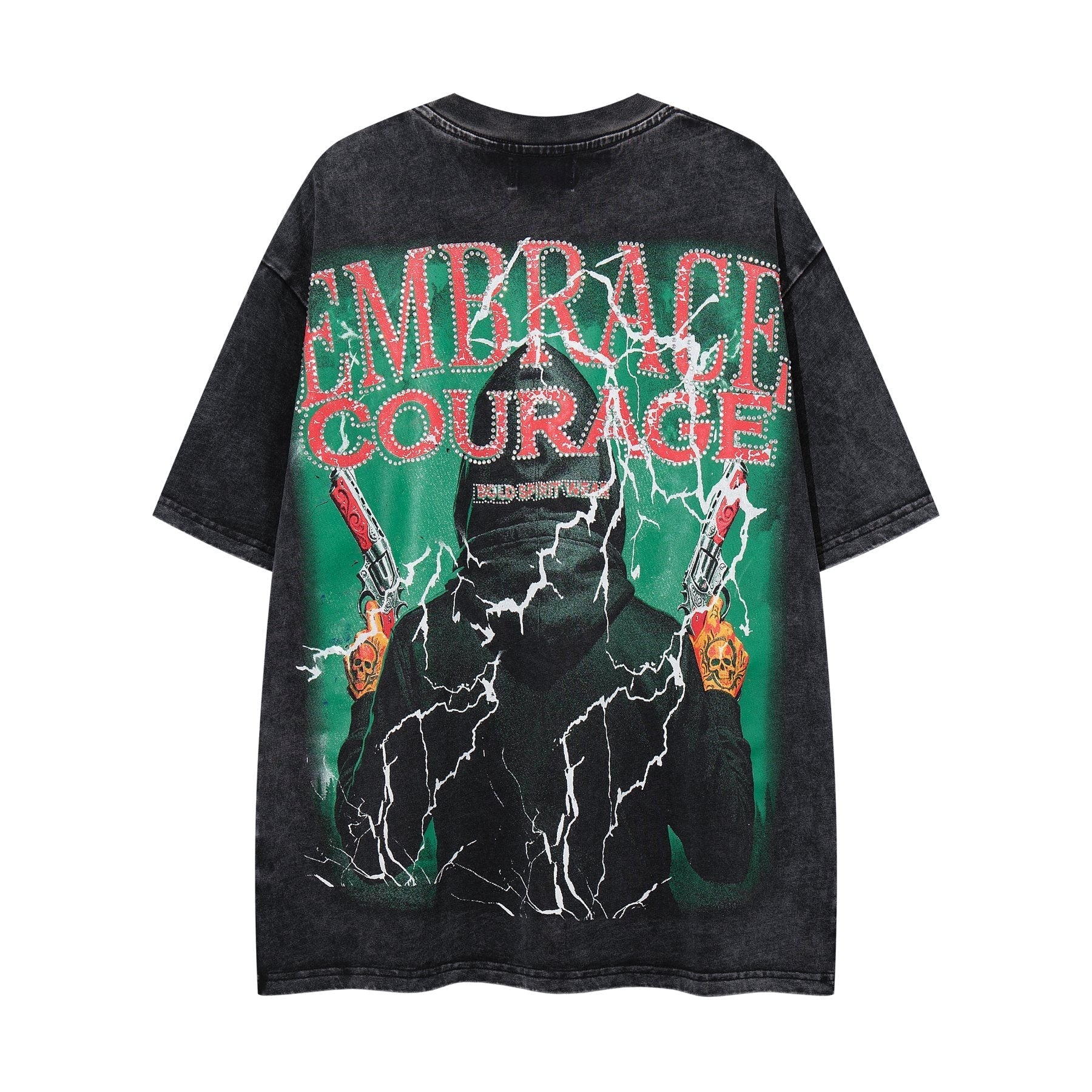 MAJESTIK Washed Black Skull Graphic T-Shirt ¡ª back
